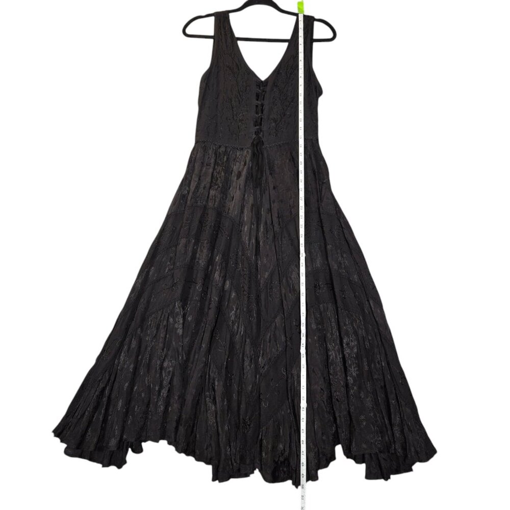 Just Cruising Womens Free Size Midi Dress Black Flowy Whimsygoth Fairygrunge - Picture 8 of 14